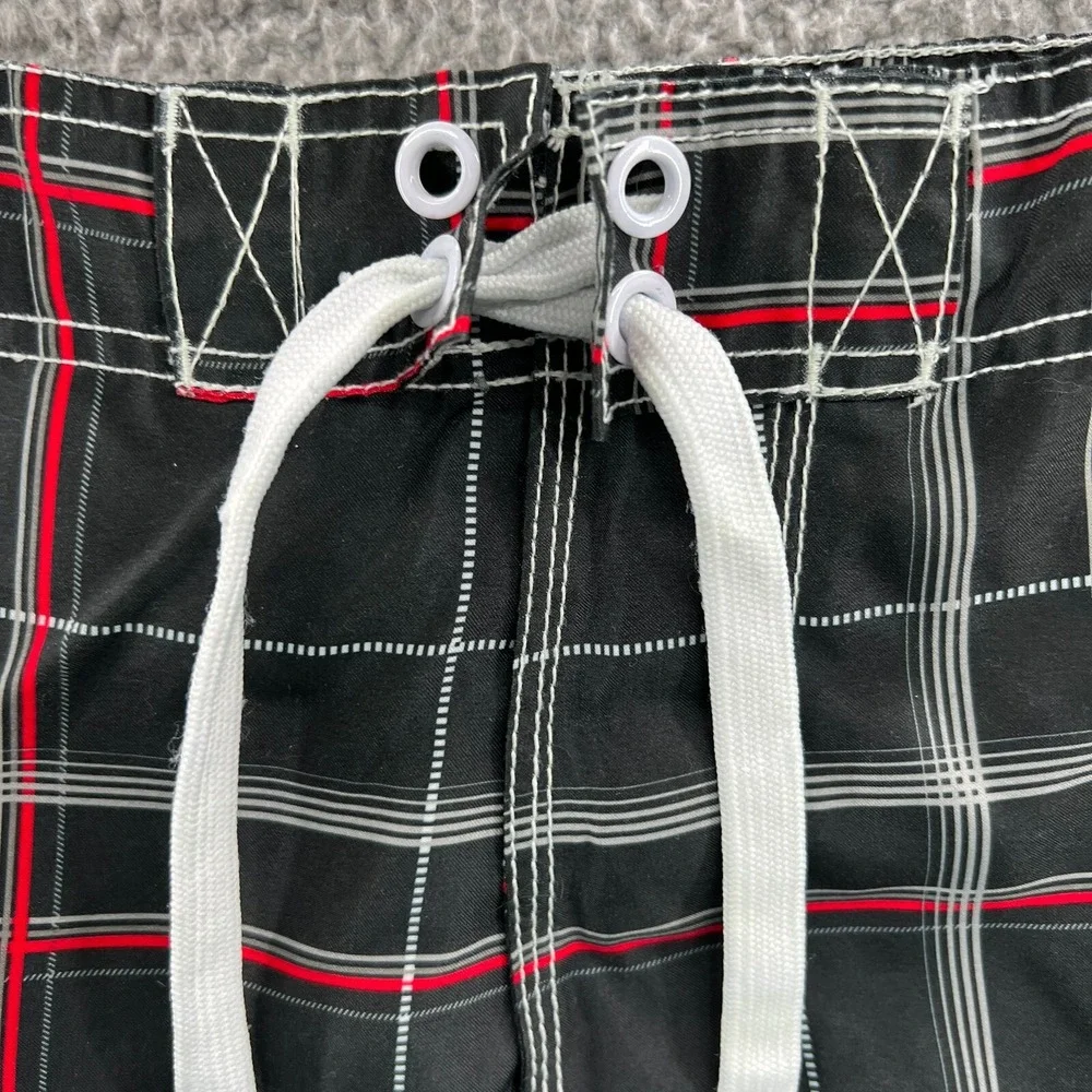 Ocean Pacific Men Board Shorts XL Plaid Coastal Nautical Cargo Swim Trunks Beach